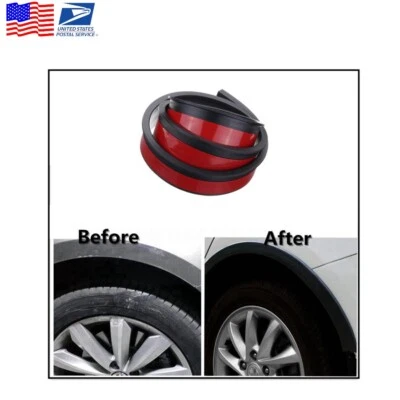 2X Black 3.8cm/1.5M Vehicle Exterior Fender Flare Extension Wheel Eyebrow Rubber - Image 1 of 4