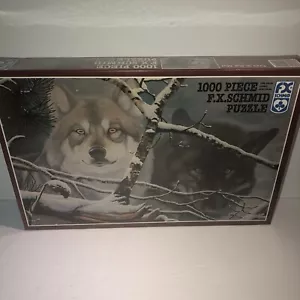1993 FX Schmid Puzzle Vintage Occhi nella Nebbia Lupi 1000 Pezzi Lupo Sigillato - Foto 1 di 6