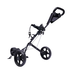 3 Wheel Golf Push Cart Folding Golf Walking Push Cart Roller Golf Bag Holder - Picture 1 of 22