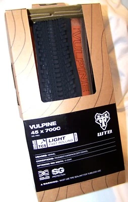 NEW WTB Vulpine 40 & 45 Gravel Tires, Black & Tan, TL ready, Light Fast, 120tpi - Image 1 of 2