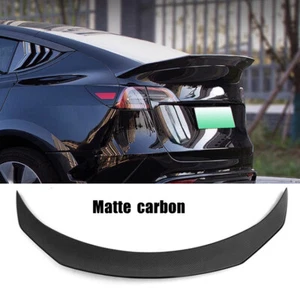 Matte Carbon Fiber Rear Tail Trunk Spoiler Wing Lip Fits 2020-2023 Tesla Model Y - Imagen 1 de 5