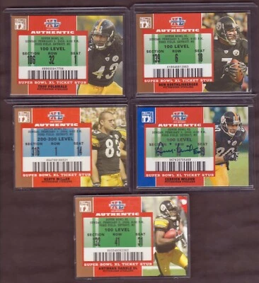 2007 Topps Polamalu,  Roethlisberger Super Bowl XL Ticket Stub REAL (5 w/ AUTO) - Image 1 of 4
