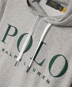 Polo Ralph Lauren Logo-Embroidered Cotton-Blend Hoodie Grey Size Medium - Picture 1 of 8