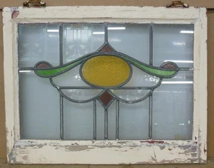 PRETTY ABSTRACT MIDSIZE OLD ENGLISH LEADED STAINED GLASS WINDOW 23.5" X 18.5" - Picture 1 of 3