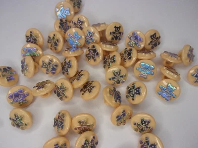 50 x Iridescent Teddy Bear Buttons Rainbow Foil Novelty 13mm Peach N23 - Image 1 of 2