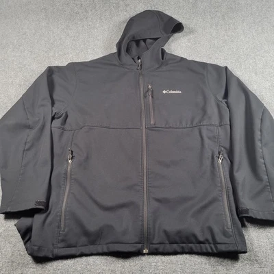 Columbia Jacket Mens 3XL Tall Black Softshell Hooded Fleece Lined Outdoor - Image 1 of 4
