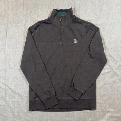 原装企鹅套衫男式中号灰色四分之一拉链毛衣休闲标志 — 第 1/4 张图片