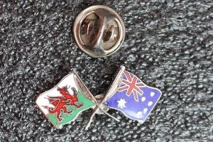 * AUSTRALIA AND WELSH FLAGS SMALL BADGE/PIN #WFJ06 - Picture 1 of 5