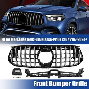 Chrome & Black Front Bumper Grille Fit For Mercedes W167 GLE450 GLE580 2024-2025 - Picture 1 of 11