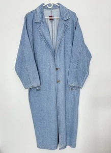 Vintage Sun Belt Denim Trench Coat Jacket Long Duster Cotton M/L Sunbelt - Picture 1 of 6