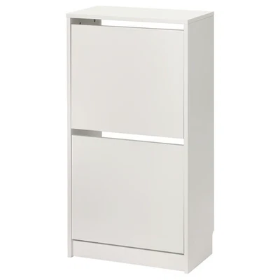 Zapatero IKEA BISSA Blanco 49x28x93cm 2 Compartimentos Organizador Unidad de Almacenamiento Foto 1 de 4