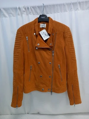 ❤️ Gestuz Mustard Suede Biker Jacket Size 8 BNWT - Image 1 of 4
