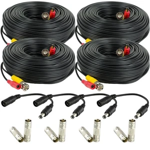 Amcrest 4-Pack 100 Feet Pre-Made All-in-One Siamese BNC Video and Power CCTV ... - Picture 1 of 5