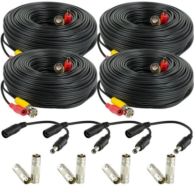 Amcrest 4-Pack 100 Feet Pre-Made All-in-One Siamese BNC Video and Power CCTV ... - Image 1 of 4