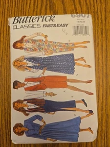 Shirt Skirt Vest Denim Jean 18 20 22 Butterick 6907 Sewing Pattern Classics Fast - Picture 1 of 3