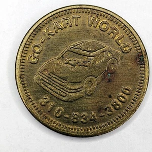 Moneda de Latón Ficha Mundial Go Kart Carson, CA De Colección California Los Ángeles Arcade 6C - Imagen 1 de 3
