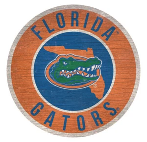 12" Round Florida Gators Colored Wooden Team Wall Sign Fan Cave - Picture 1 of 1