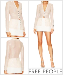 Blusa Top FREE PEOPLE ~ LENTEJUELAS Champagne Dream ~ Talla S ~ Transparente ~ NUEVA CON ETIQUETAS NUEVA CON ETIQUETAS - Imagen 1 de 10