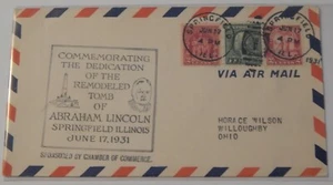 Springfield Illinois 17. Juni 1931 umgebautes Abraham Lincolns Grab Luftpost - Bild 1 von 2