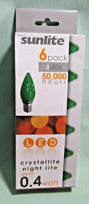 6 Pack Sunlite 80706-SU C9/3LED/0.4/G/6PK LED Intermediate Based C9 Lamp Green - Image 1 of 4