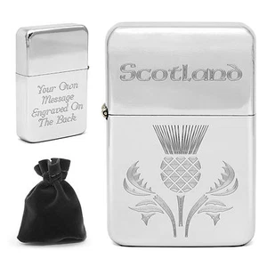 Personalised Scotland Lighter Scottish Thistle with Engraved Message Customised - Picture 1 of 3