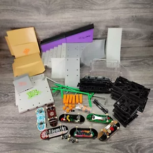 Tech Deck Large Skate Park Lot Ramps Rails Stairs Connectors + 7 Boards Parts - Picture 1 of 12