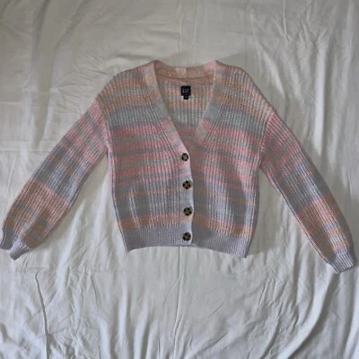 Cárdigan Suéter GAP Botón Frontal Rosa Pastel Multi 100% Algodón Mujer Mediano Foto 1 de 4