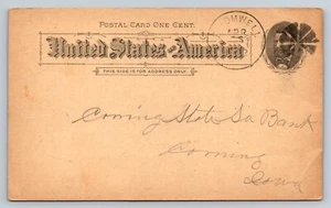 1891 UX10 Postal Card NICE FANCY Cork Cancel CORNING State Savings Bank Iowa - Picture 1 of 3