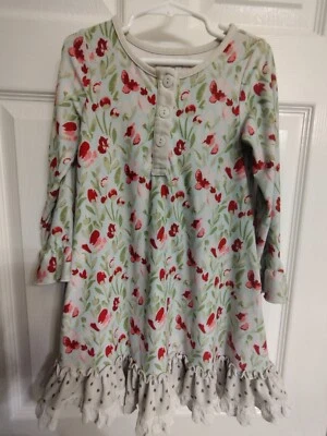 Sweet Honey Nightgown Size 5 Girl's Long Sleeve Floral With Ruffles & Lace Trim - Image 1 of 4