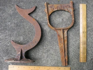 Two Antique Vintage Cast Iron Boot Scrapers One is Ancient Both Good English - Picture 1 of 7