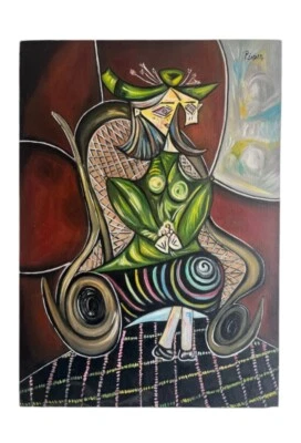 Pablo Picasso Artist Oil Painting Canvas Signed Stamped Hand Handmade Vintage - Image 1 of 2