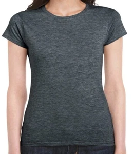 Gildan Softstyle Ladies Womens Slim Tshirt Grey Blank Screenprint Vinyl Dye - Picture 1 of 1