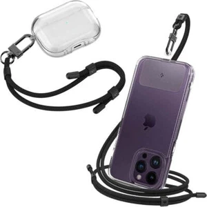 Handy-Schlüsselband, Spigen Crossbody Strap + Wrist Strap + ConTag, Schwarz - Zdjęcie 1 z 12