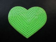 GREEN SEQUIN HEART IRON ON BADGE SEW ON PATCH EMBROIDERED APPLIQUE X 1 