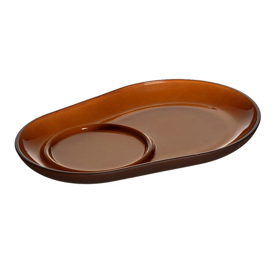 Ritzenhoff & Breker Jasmine Glass Bottom Oval Saucer Saucer Brown Rio - Image 1 of 1