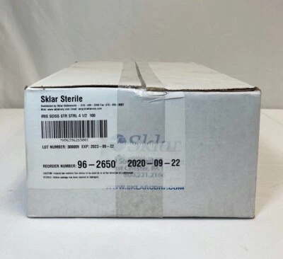 1 Box of 100 Sklar 96-2650 4.5" Straight Iris Scissors General Surgery - Image 1 of 4