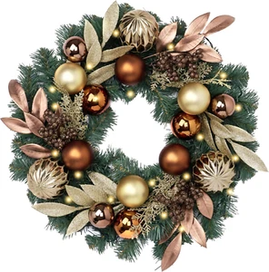 Pre-Lit Christmas Wreath for Front Door with Lights, 20 Inch Large Lighted Chris - Picture 1 of 6