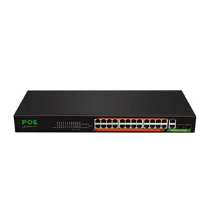 24 Ports Managed POE Switch 2 Gigabit Uplink 2 SFP Network Switch for IP Camera - Picture 1 of 5