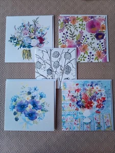 5 x Flamingo Paperie Mixed Greetings Cards Blank Floral #1 - Picture 1 of 1