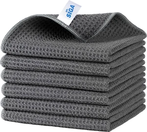 Waffle Pattern Cleaning Cloths, Reusable Absorbent Microfiber Cleaning Cloths, L - Picture 1 of 12