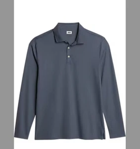 Joseph Abboud moderne Passform Langarm Polo-Größe: L Farbe: anthrazit - Bild 1 von 1