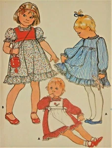 Vintage Butterick #4000 Girls Toddlers' Dress & Tabard Sewing Pattern Size 4-CUT - Picture 1 of 4