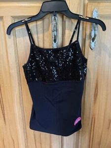 Limited Too Girls Bling Sequin Cami with Built in Bra Black 14 NWT - Picture 1 of 4