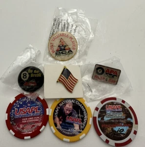 Tournament pool pins, MVP, APA Break And Run. Reckless Night. On the Break. - Imagen 1 de 8