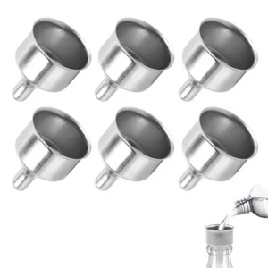 6PC Mini Stainless Steel Portable Funnels Kitchen Spices Liquid Oil Bottle Flask - Picture 1 of 1