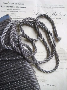 1 yd Vintage Antique French Pewter Color Metallic Rope Cord Trim 5/16" - Picture 1 of 1