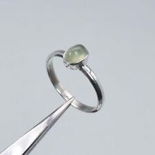 925 Solid Sterling Silver Green Prehnite Ring -10 us Y874