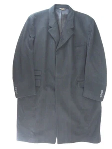 Brooks Brothers Solid Black Wool Long Overcoat Ticket Pocket Made in USA - Picture 1 of 8