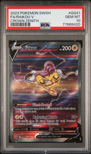 PSA 10 Gem Mint 2023 Pokemon Crown Zenith Raikou V Full Art #GG41