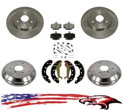 Rotores delanteros y traseros tambores pastillas de freno zapatas kit de resorte para coche inteligente para dos 05-15 Foto 1 de 4